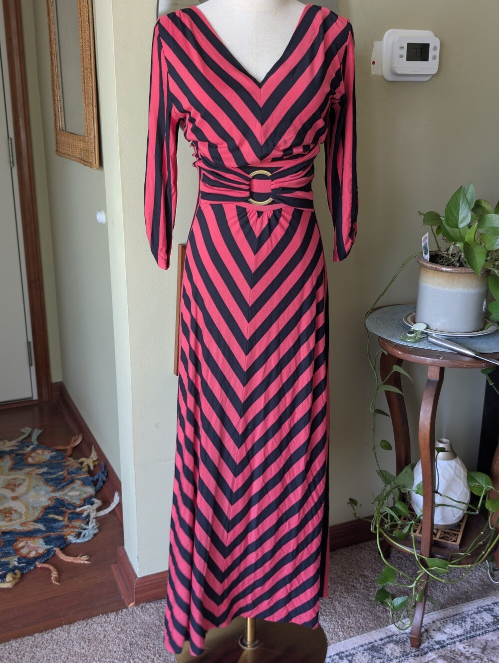 Completely Me by Liz Lange Women's Size Small Striped Long Sleeve Maxi Dress